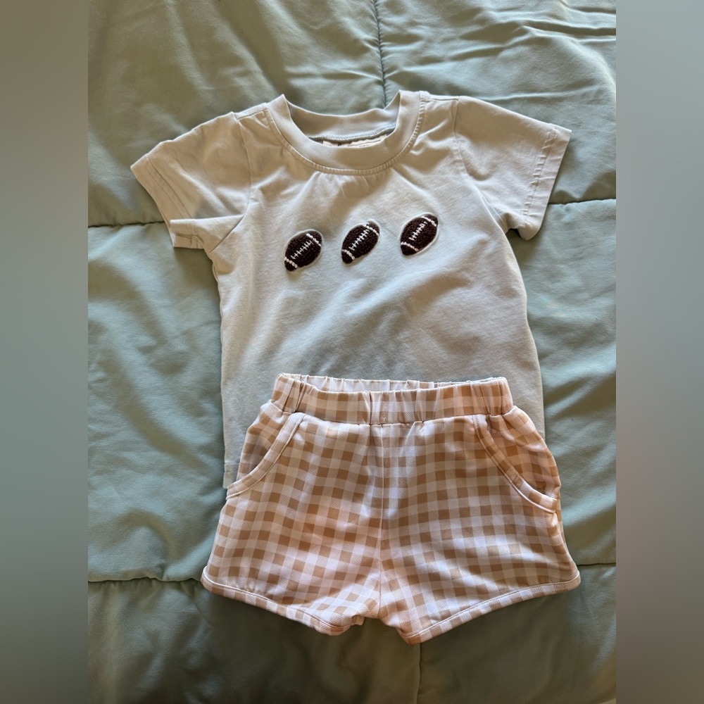 Southern Darlin Smocks boys football two piece short set